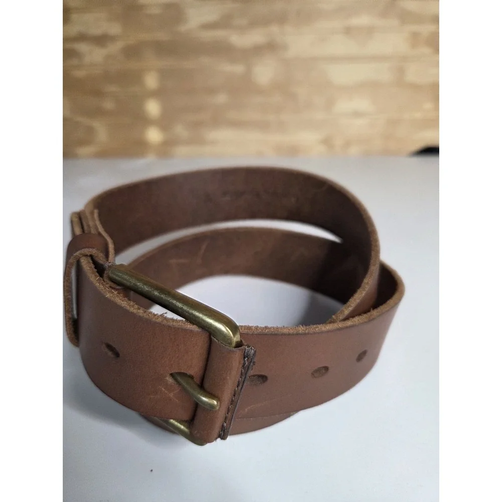 Timberland Men Genuine Leather Classic Jean Belt Brass Buckle Brown Size 34